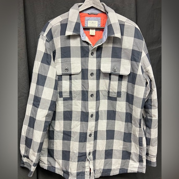 L.L. Bean,Men's Slightly Fitted, Blue/Gray, Slightly Fitted Button Up, Large-Reg - Picture 1 of 5